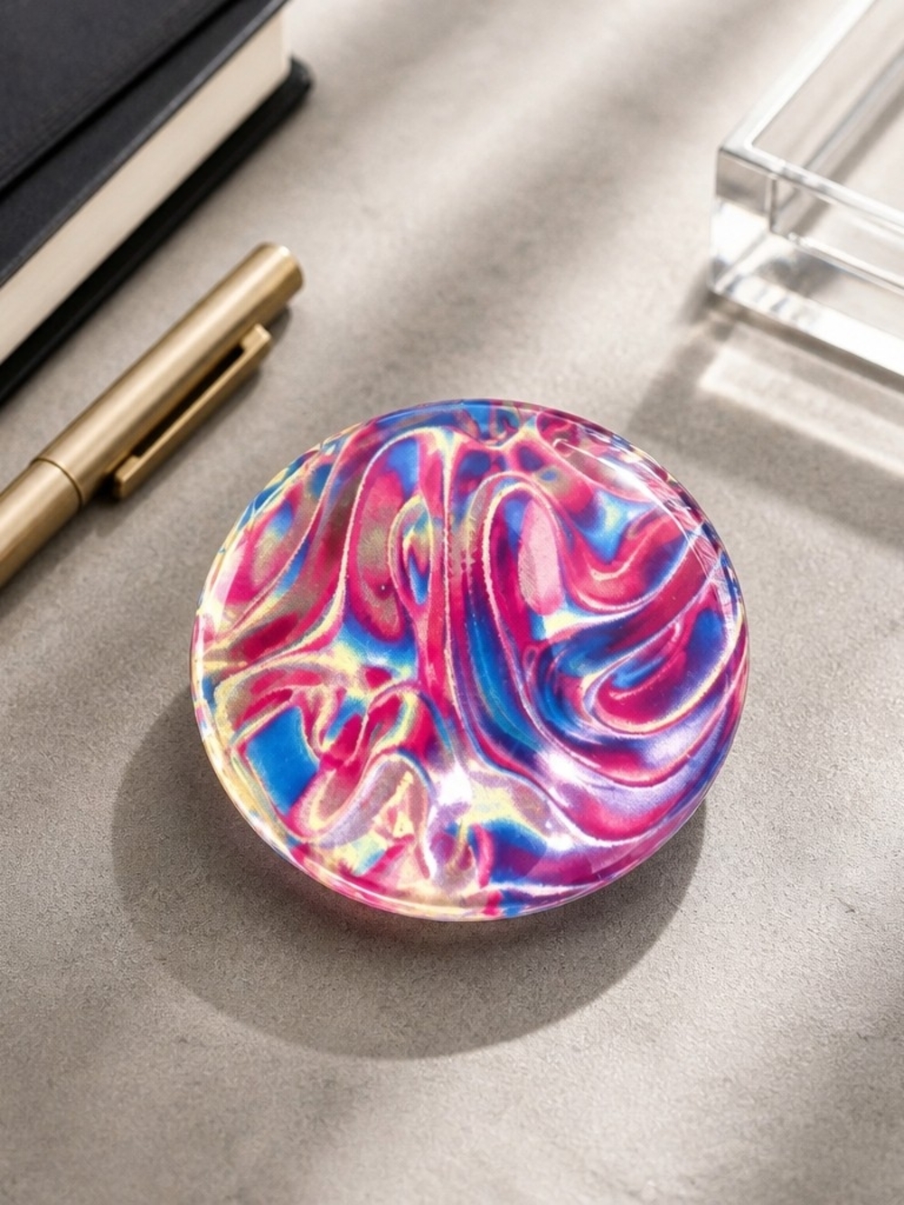 Resin Swirl Trinket Dish in Pink & Blue